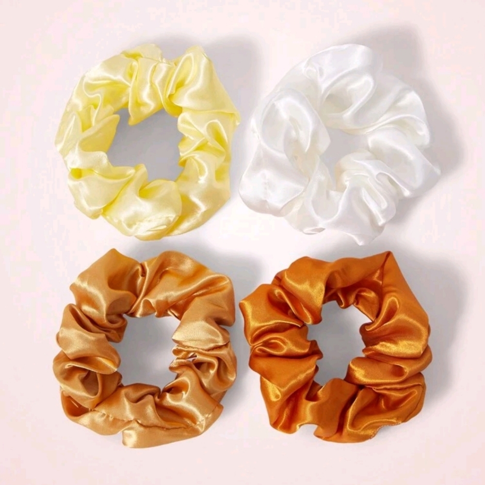 4 silk satin scrunchies